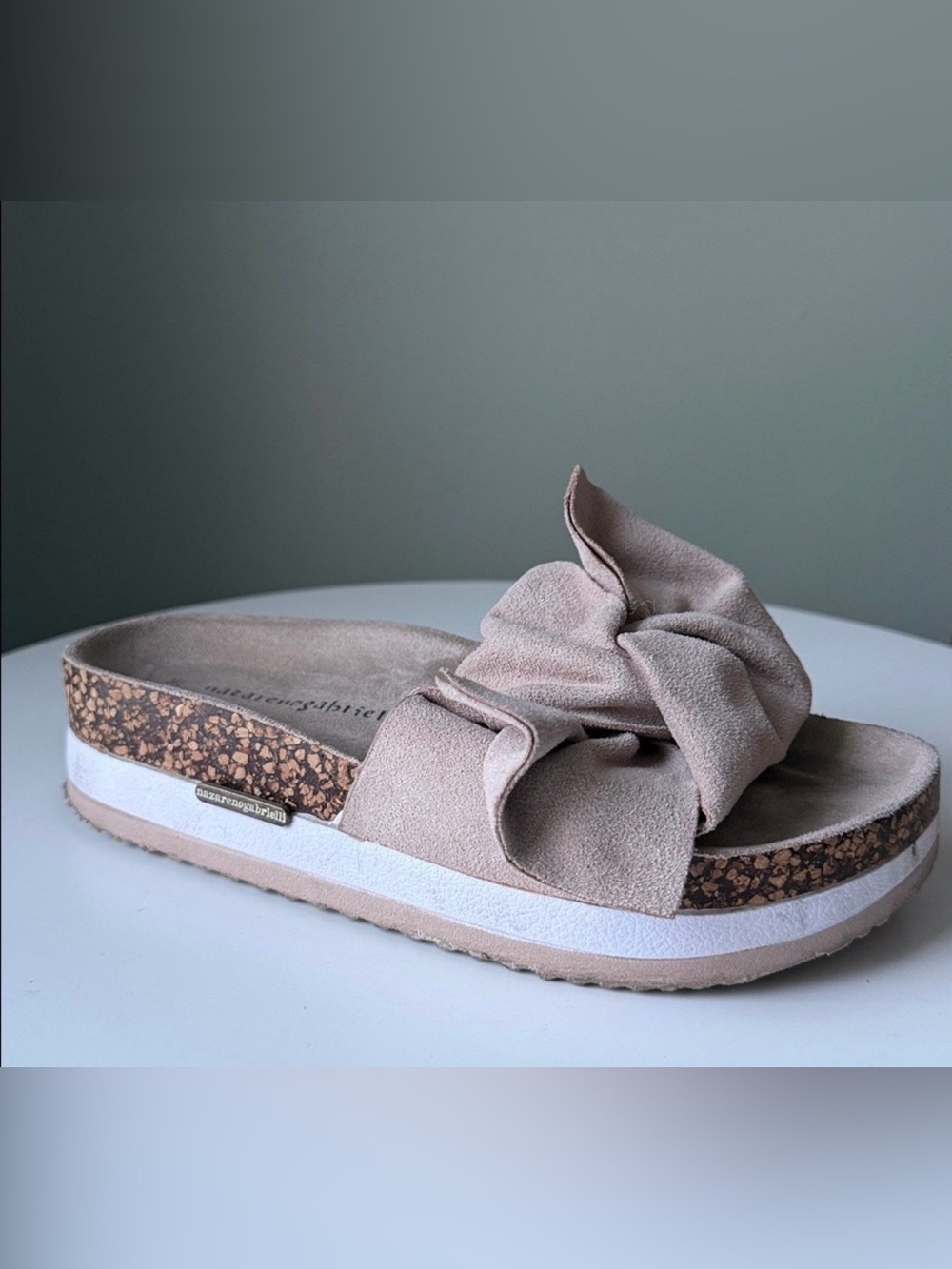 Nazareno Gabrielli Molded cork platform slides bow Italian Brand Summer 35